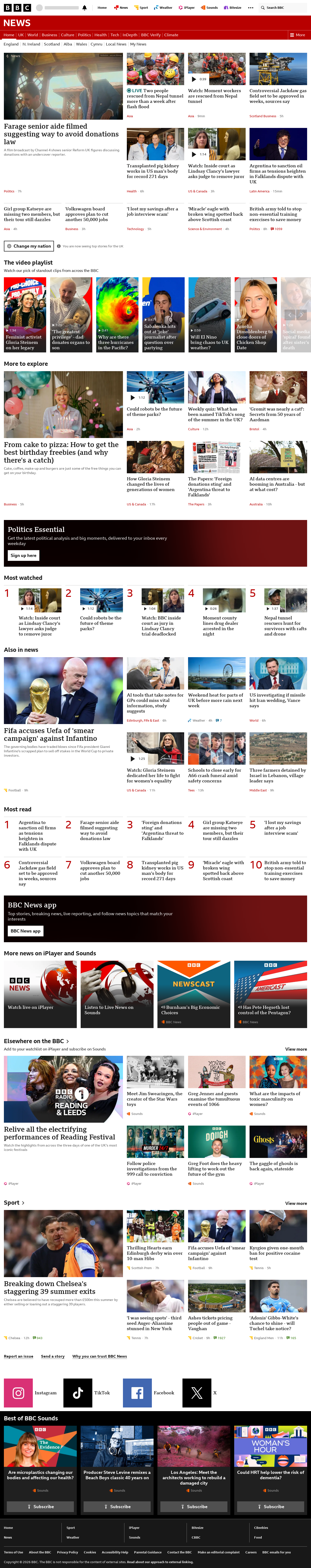 BBC News snapshot from Friday, 4 September 2026 at 06:00