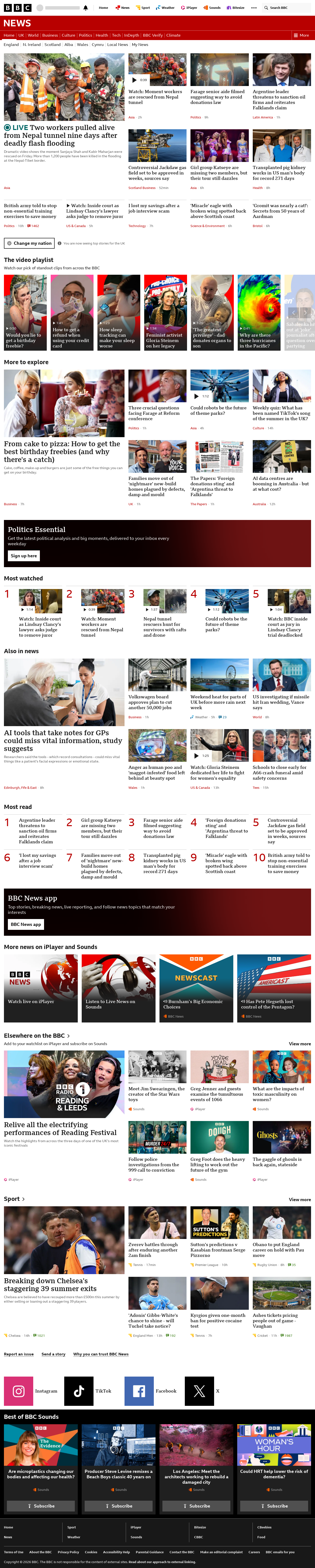 BBC News snapshot from Friday, 4 September 2026 at 08:00