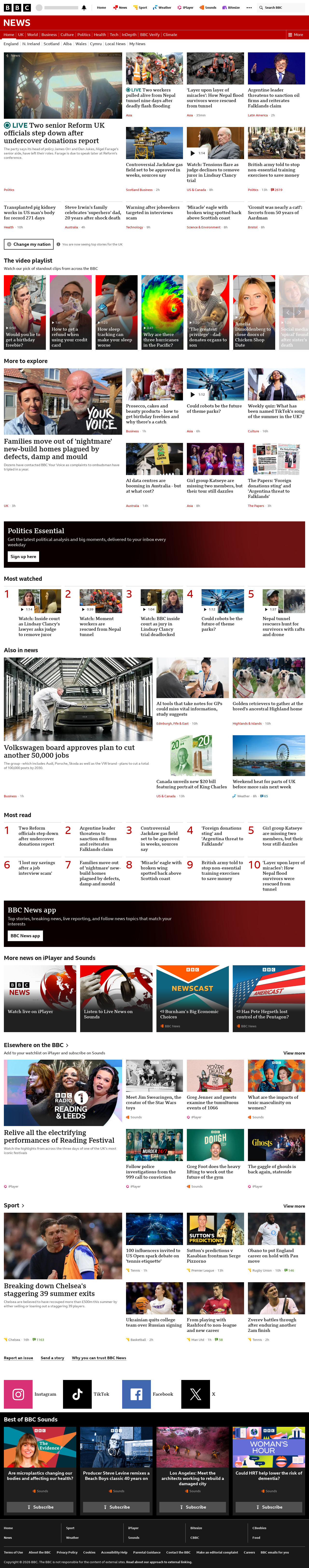 BBC News snapshot from Friday, 4 September 2026 at 10:00