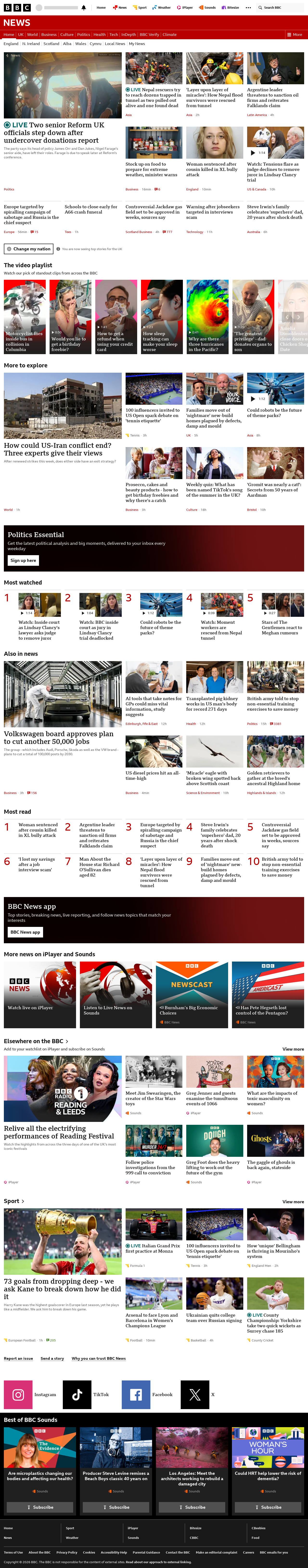 BBC News snapshot from Friday, 4 September 2026 at 12:00