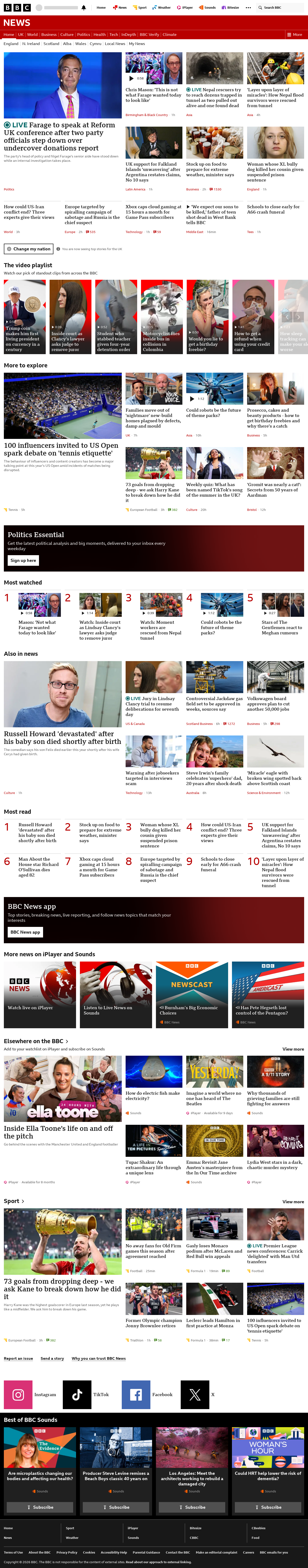 BBC News snapshot from Friday, 4 September 2026 at 14:00