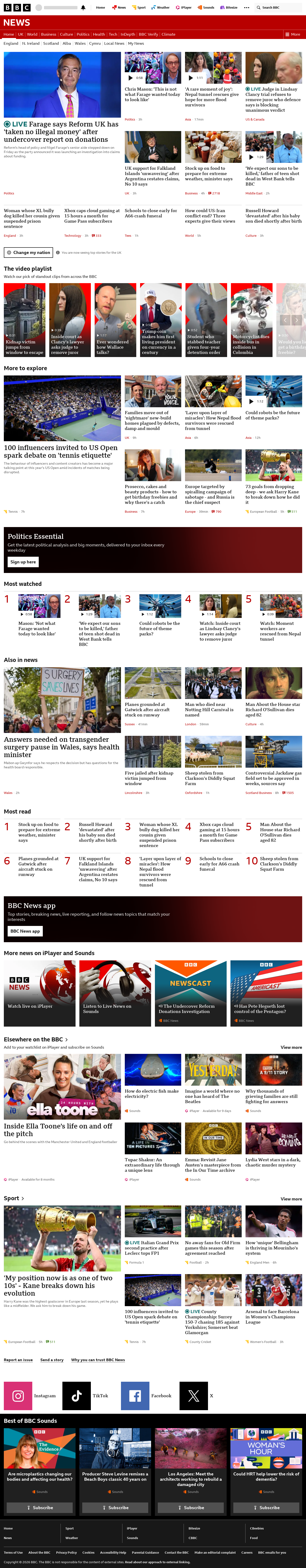 BBC News snapshot from Friday, 4 September 2026 at 16:00