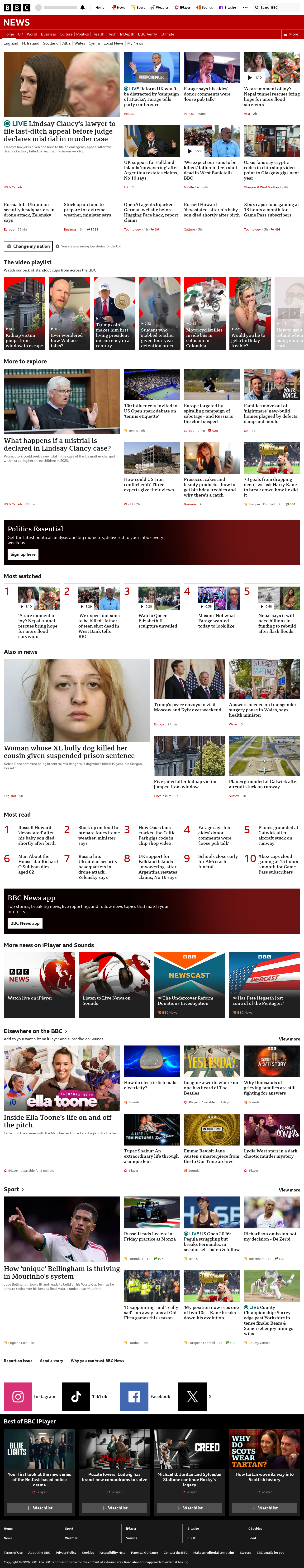 BBC News snapshot from Friday, 4 September 2026 at 18:00