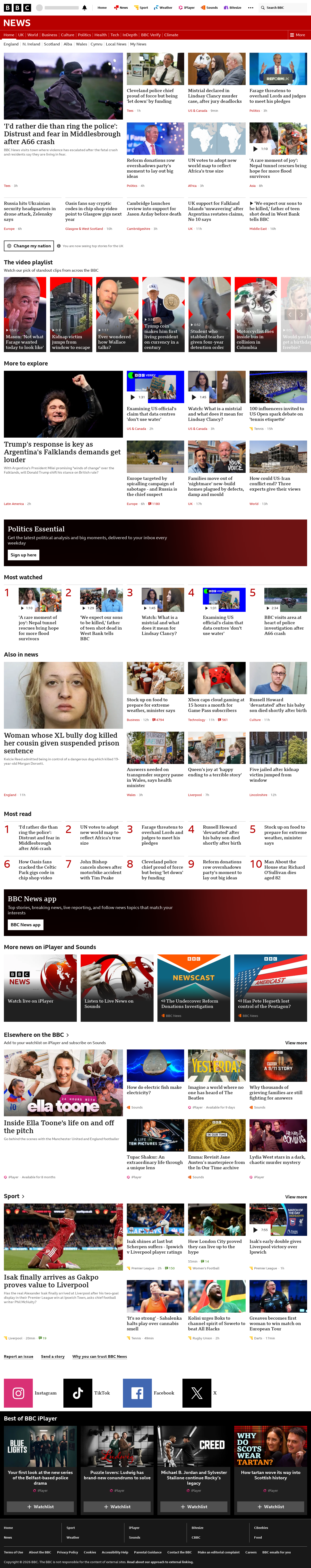 BBC News snapshot from Saturday, 5 September 2026 at 00:00