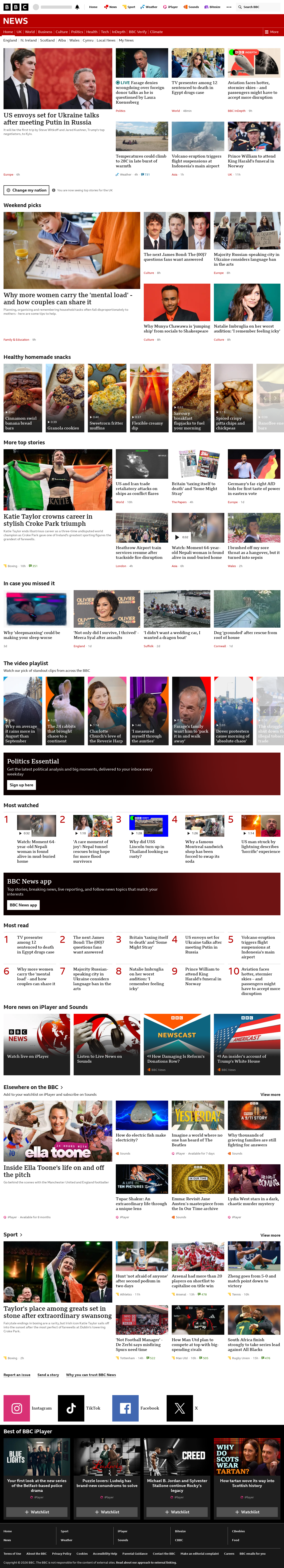 BBC News snapshot from Sunday, 6 September 2026 at 10:00
