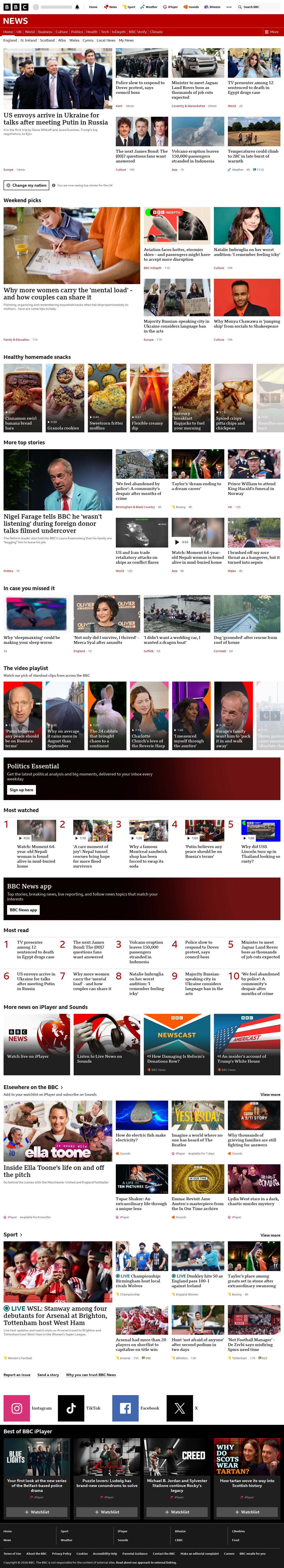 BBC News snapshot from Sunday, 6 September 2026 at 12:00