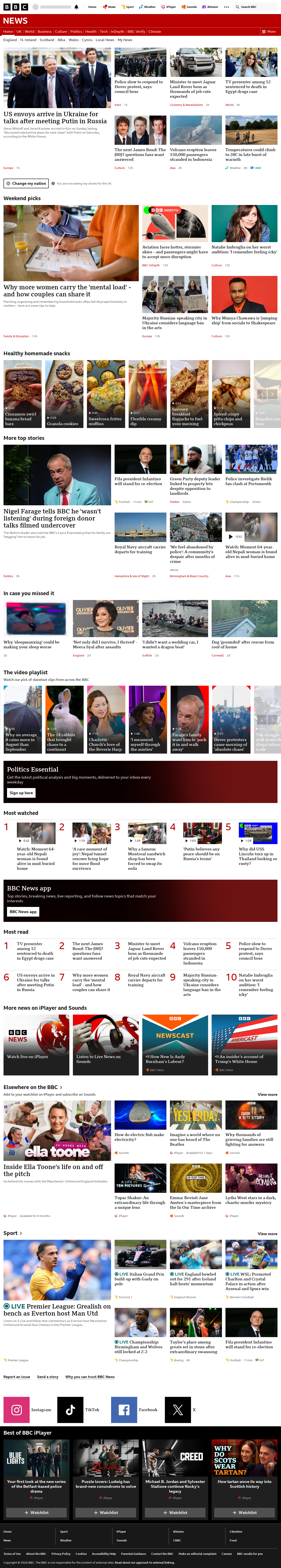 BBC News snapshot from Sunday, 6 September 2026 at 14:00