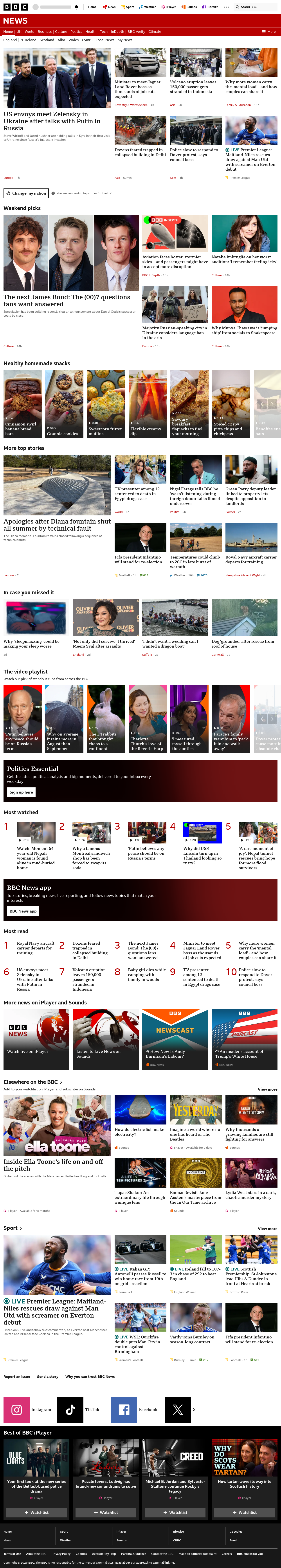 BBC News snapshot from Sunday, 6 September 2026 at 16:00