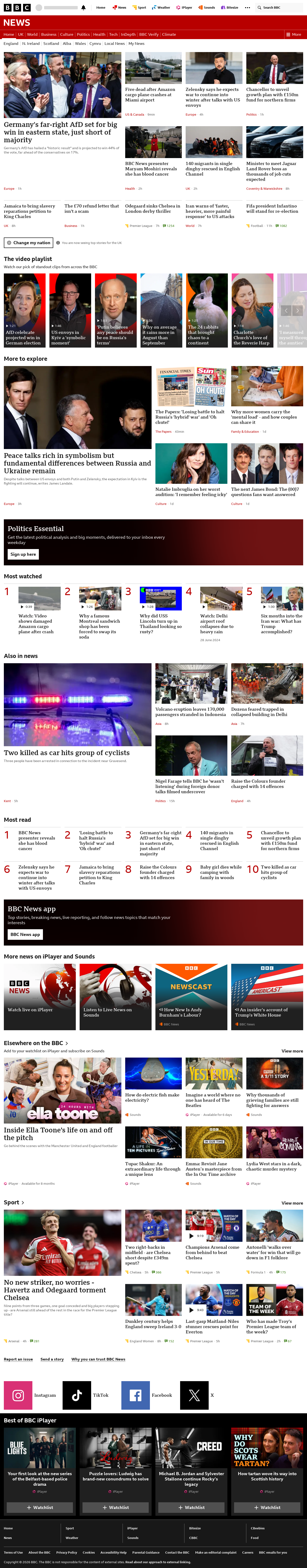 BBC News snapshot from Monday, 7 September 2026 at 02:00