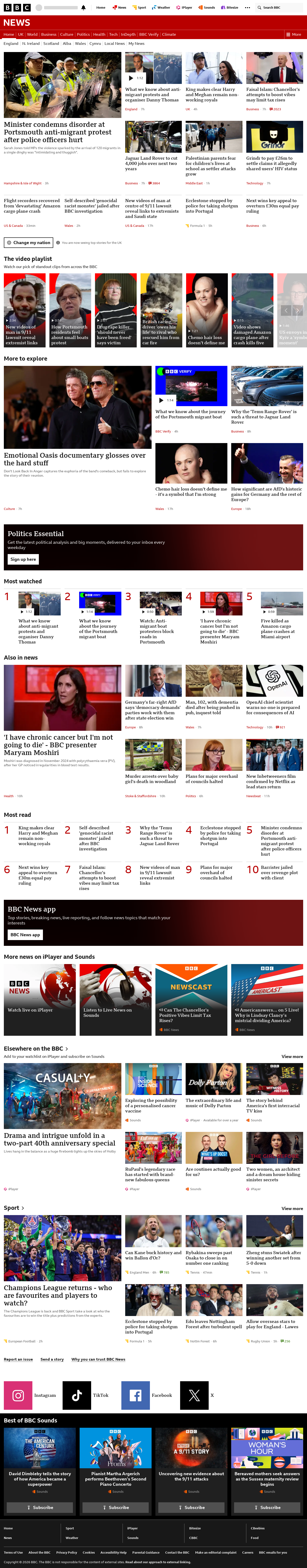 BBC News snapshot from Tuesday, 8 September 2026 at 00:00