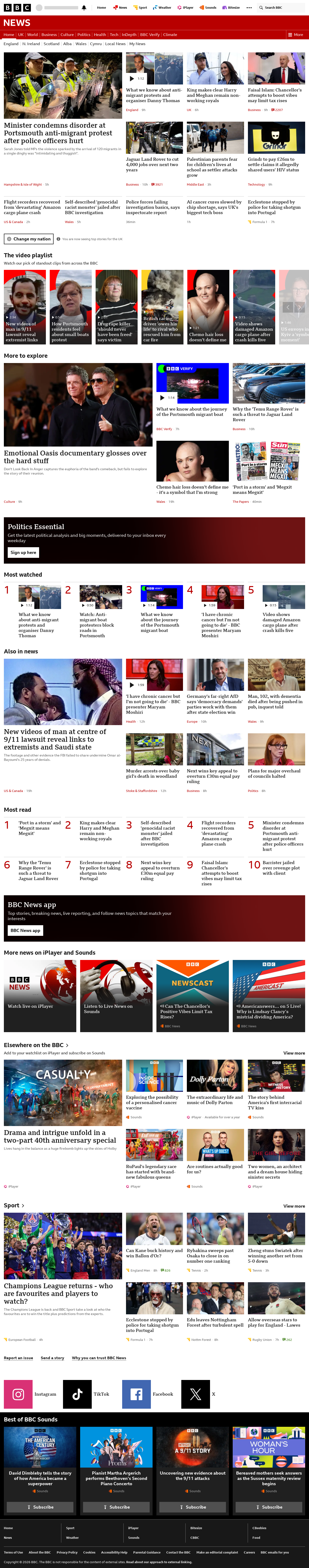 BBC News snapshot from Tuesday, 8 September 2026 at 02:00