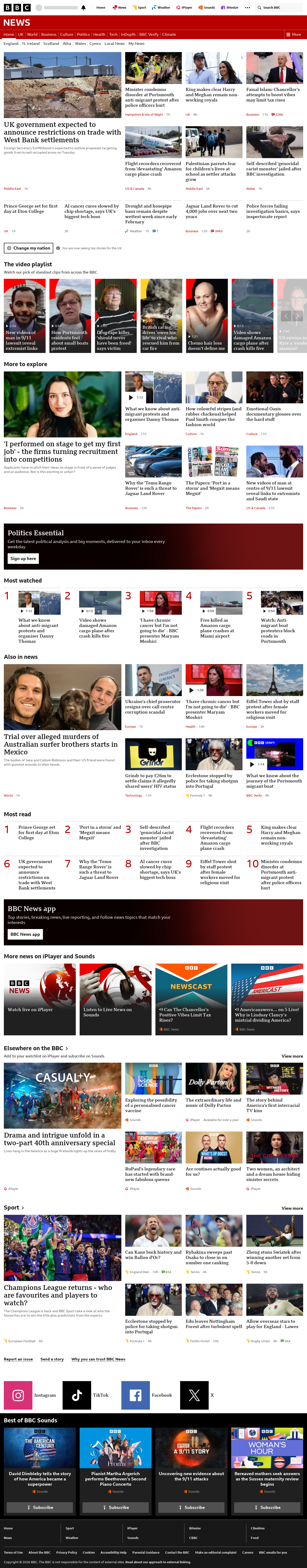 BBC News snapshot from Tuesday, 8 September 2026 at 04:00
