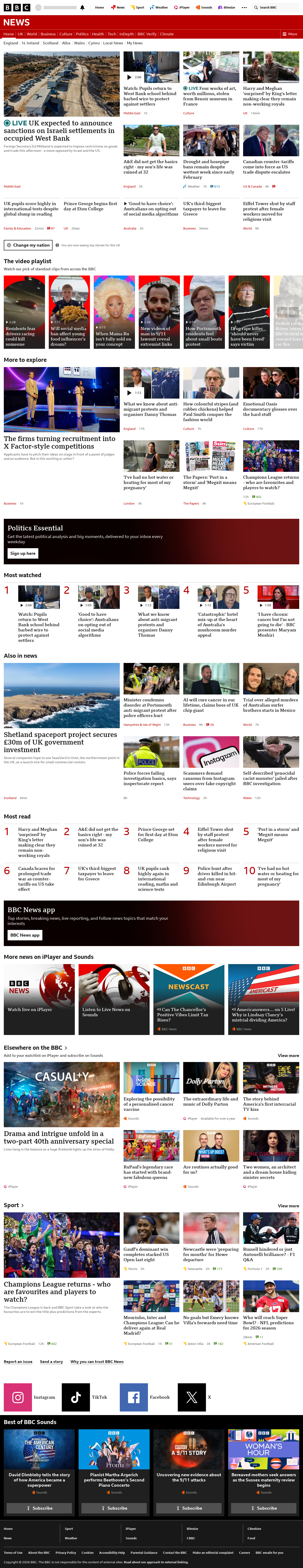 BBC News snapshot from Tuesday, 8 September 2026 at 10:00