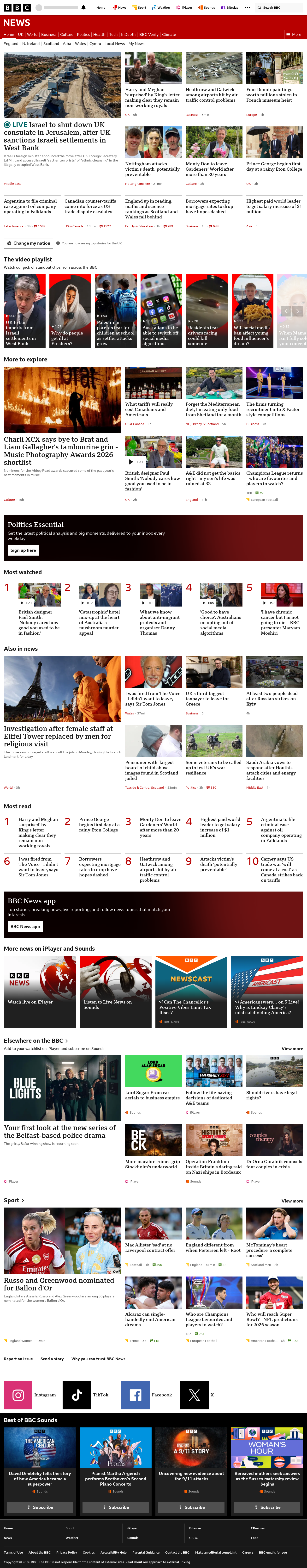 BBC News snapshot from Tuesday, 8 September 2026 at 16:00