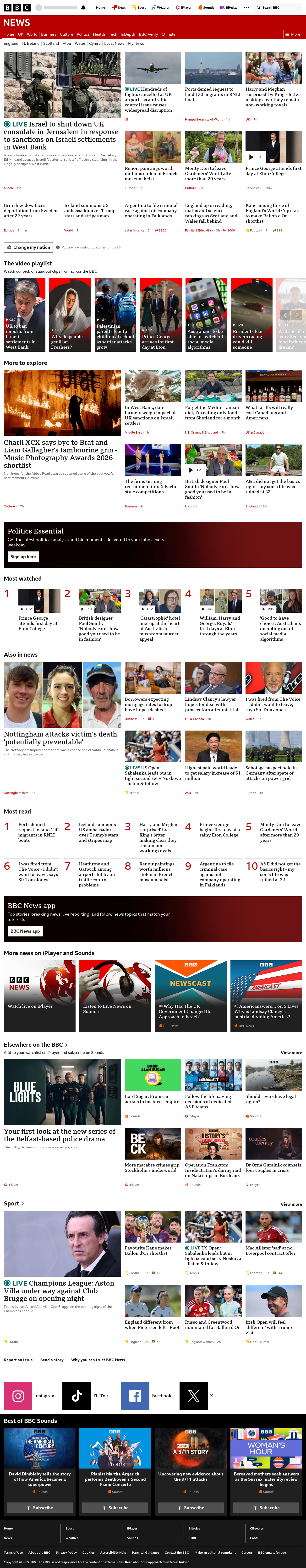 BBC News snapshot from Tuesday, 8 September 2026 at 18:00