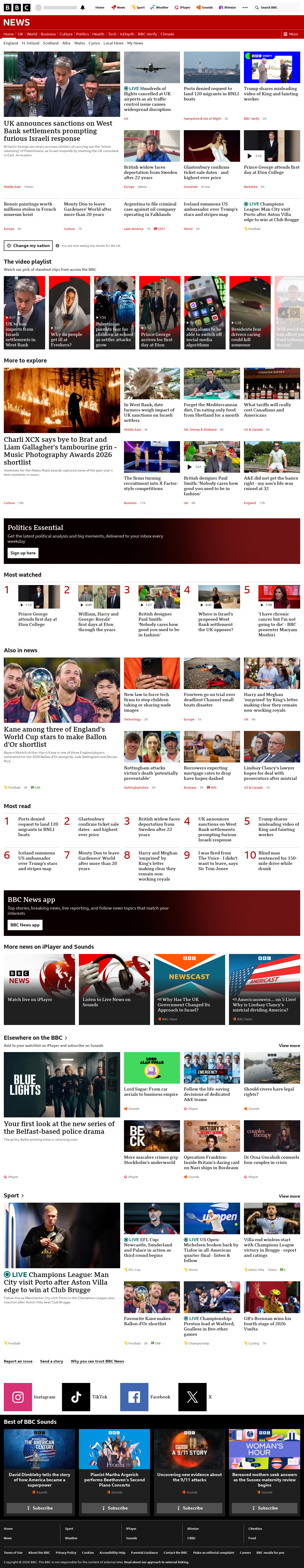 BBC News snapshot from Tuesday, 8 September 2026 at 20:00