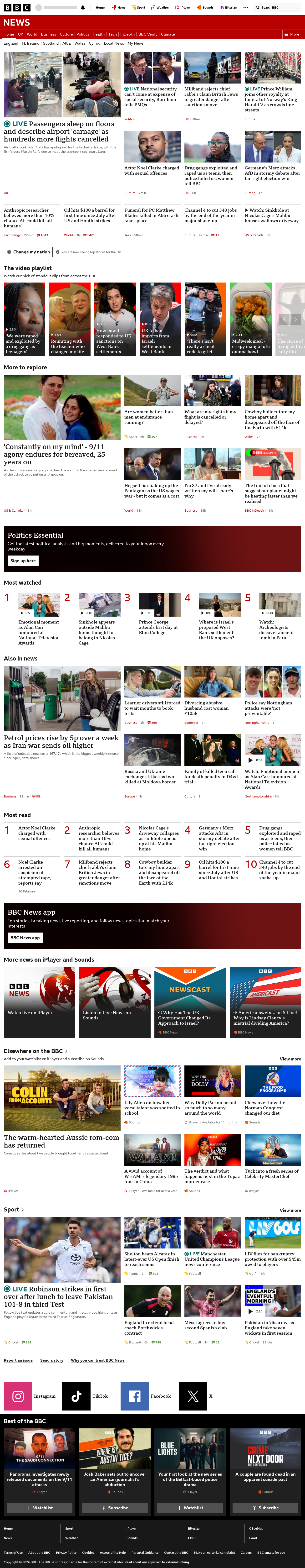 BBC News snapshot from Wednesday, 9 September 2026 at 14:00