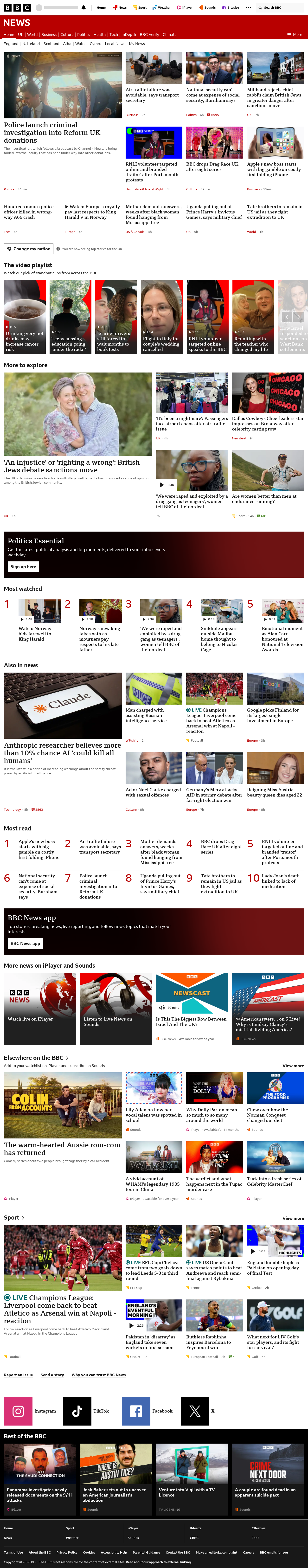 BBC News snapshot from Wednesday, 9 September 2026 at 22:00