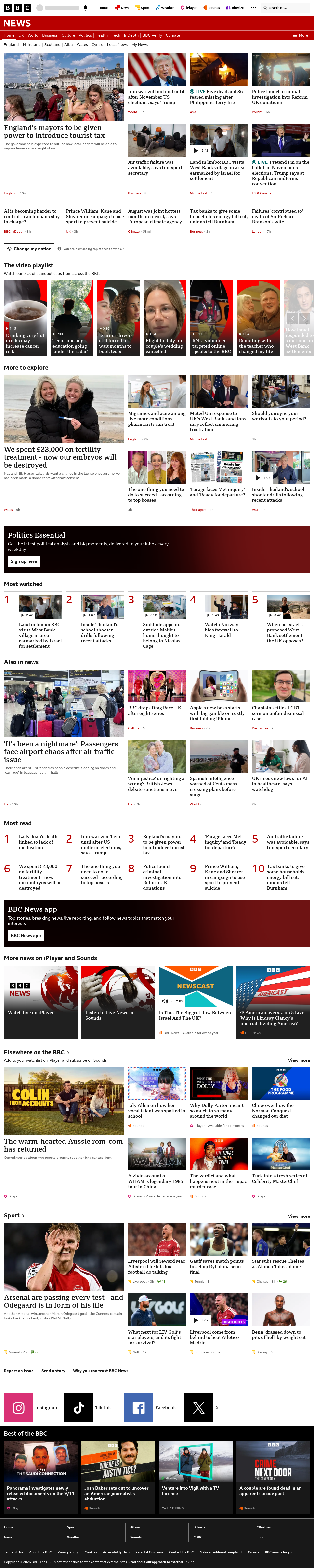 BBC News snapshot from Thursday, 10 September 2026 at 04:00