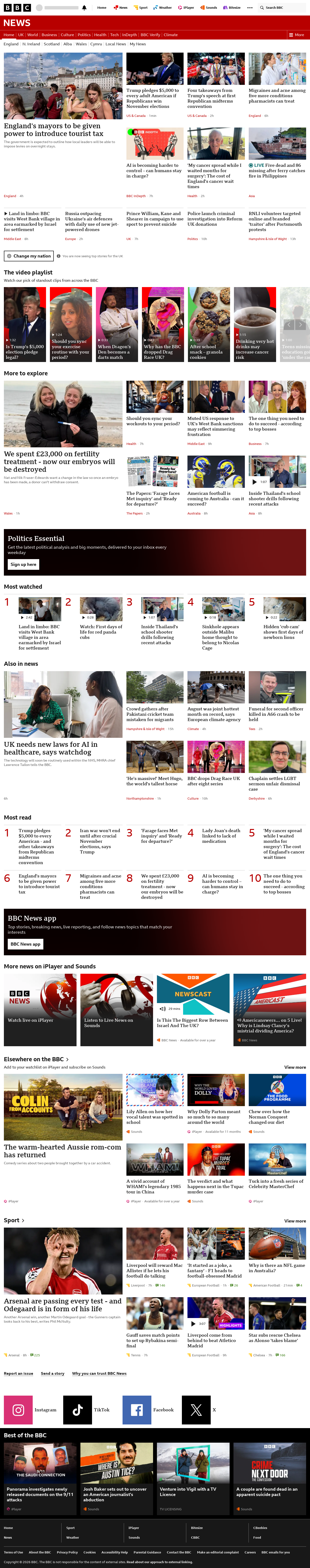 BBC News snapshot from Thursday, 10 September 2026 at 08:00