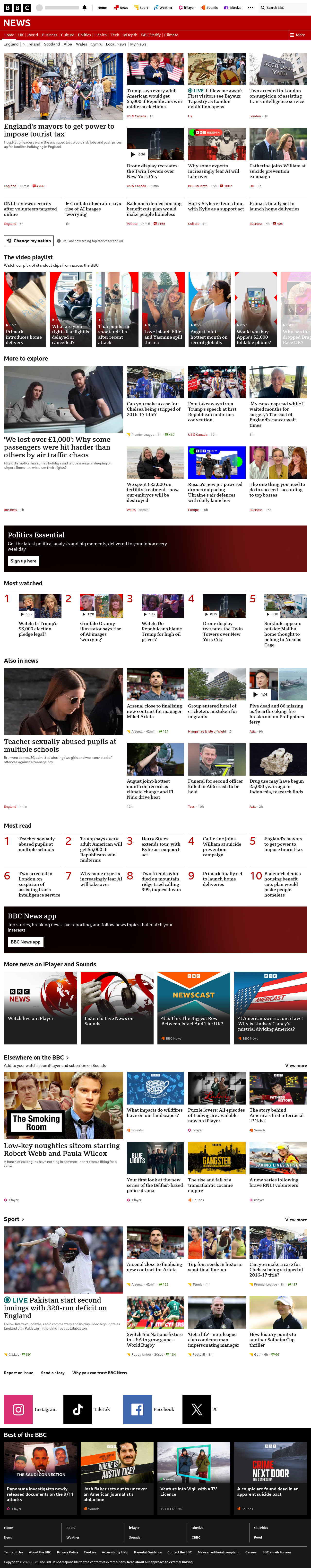 BBC News snapshot from Thursday, 10 September 2026 at 16:00
