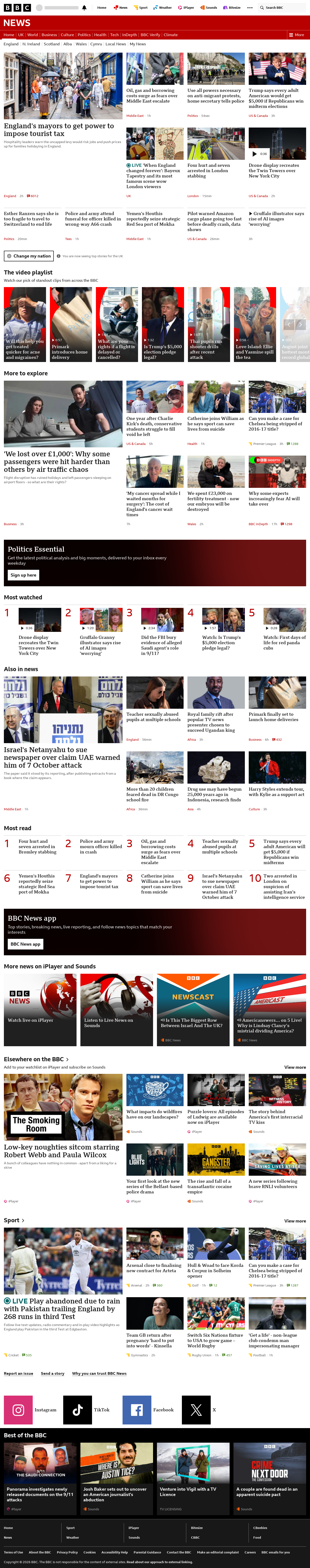 BBC News snapshot from Thursday, 10 September 2026 at 18:00
