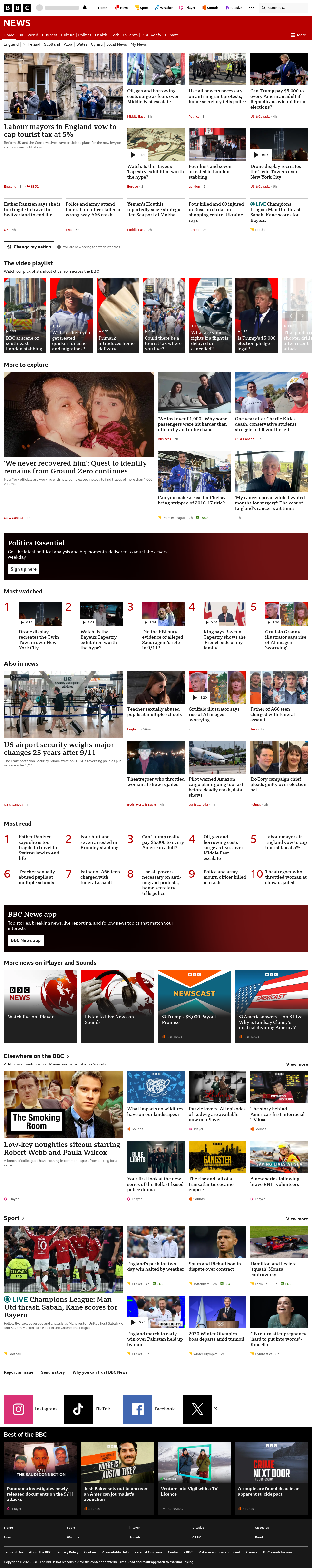 BBC News snapshot from Thursday, 10 September 2026 at 22:00