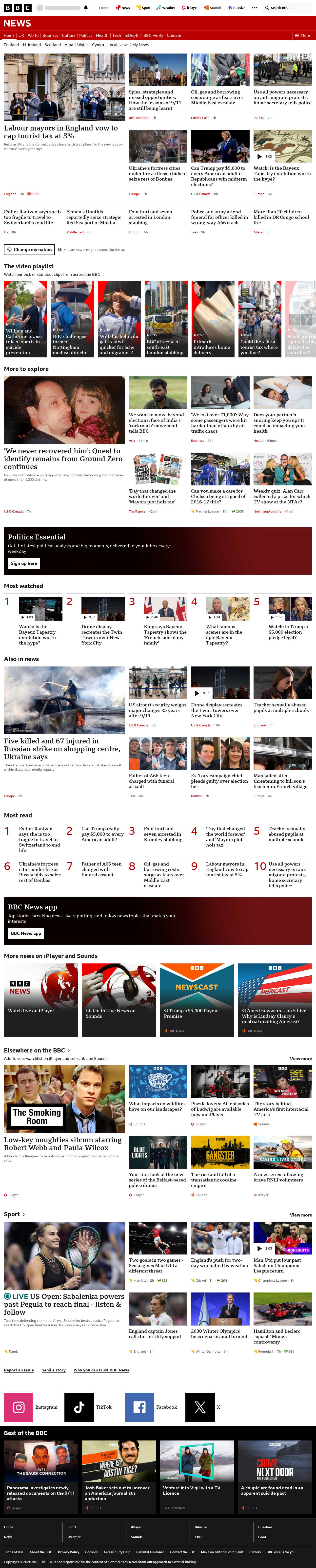 BBC News snapshot from Friday, 11 September 2026 at 02:00