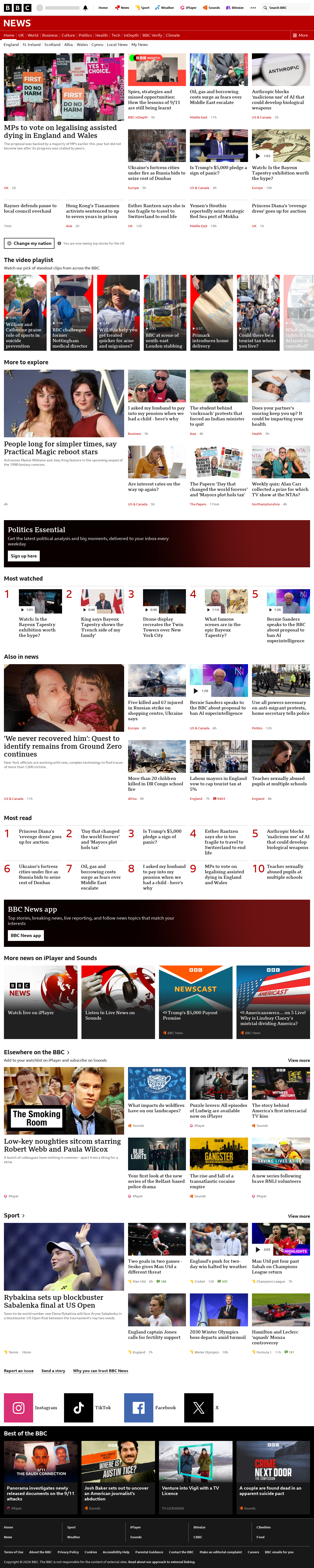 BBC News snapshot from Friday, 11 September 2026 at 06:00