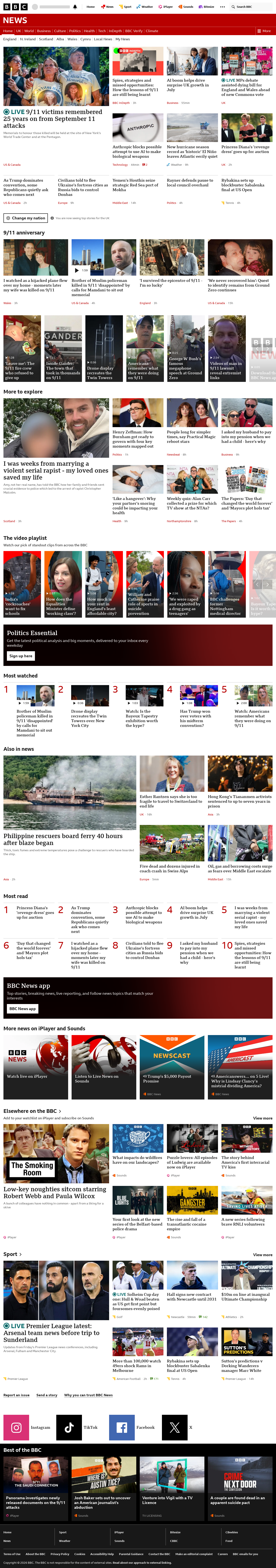BBC News snapshot from Friday, 11 September 2026 at 10:00