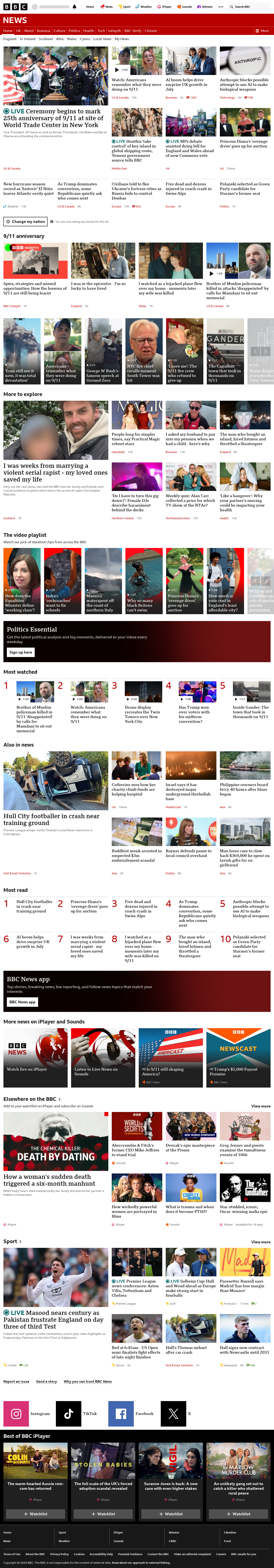 BBC News snapshot from Friday, 11 September 2026 at 14:00