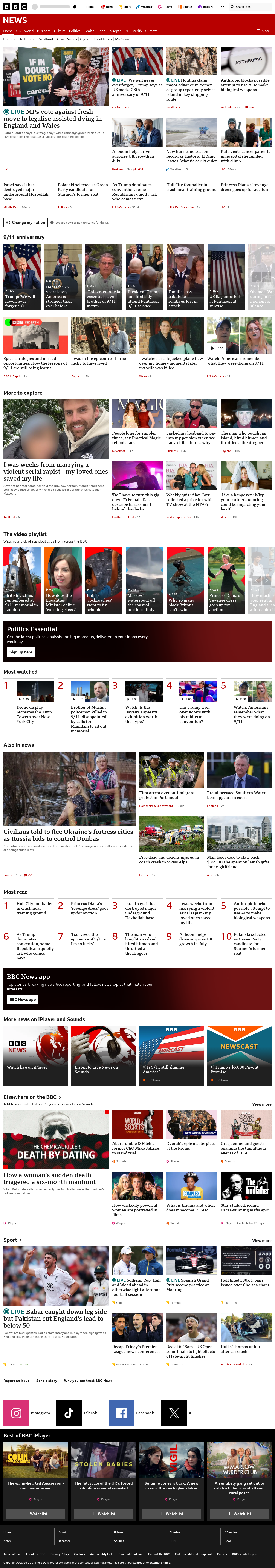 BBC News snapshot from Friday, 11 September 2026 at 16:00