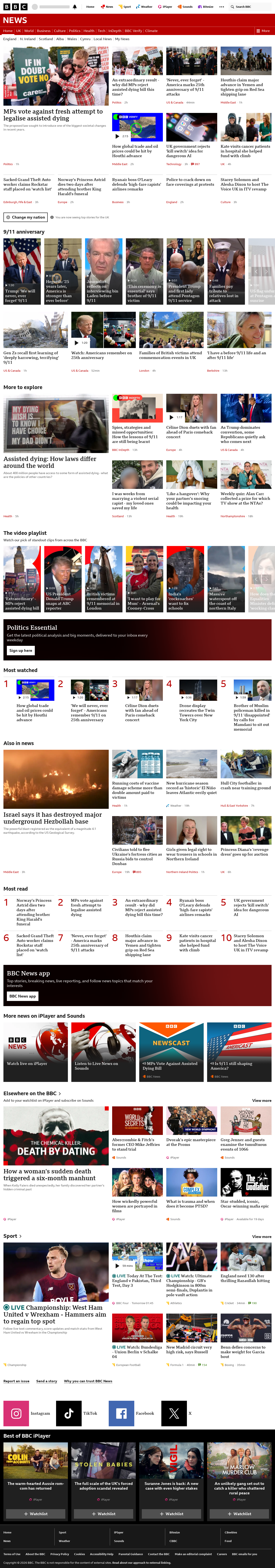 BBC News snapshot from Friday, 11 September 2026 at 20:00