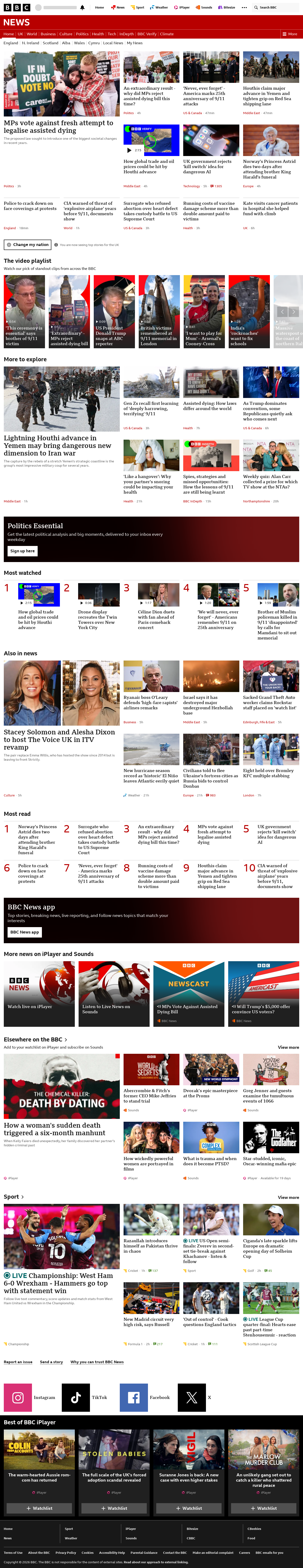 BBC News snapshot from Friday, 11 September 2026 at 22:00