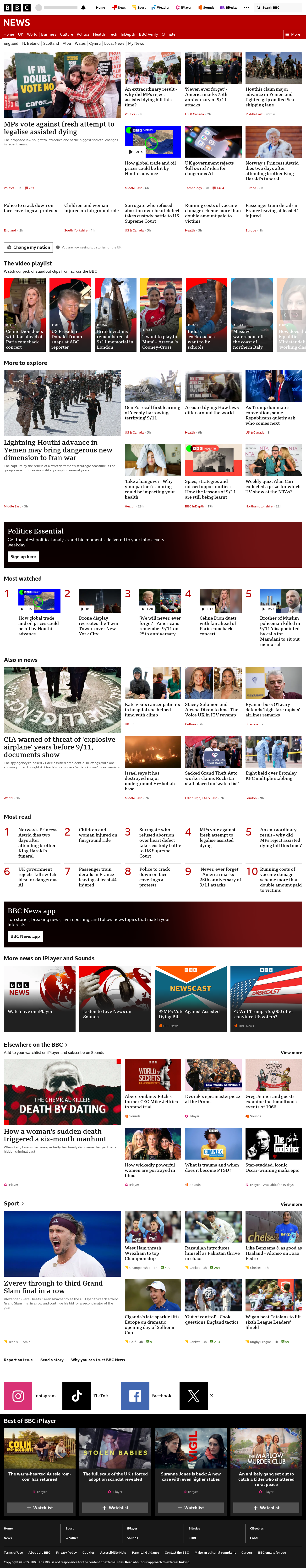 BBC News snapshot from Saturday, 12 September 2026 at 00:00