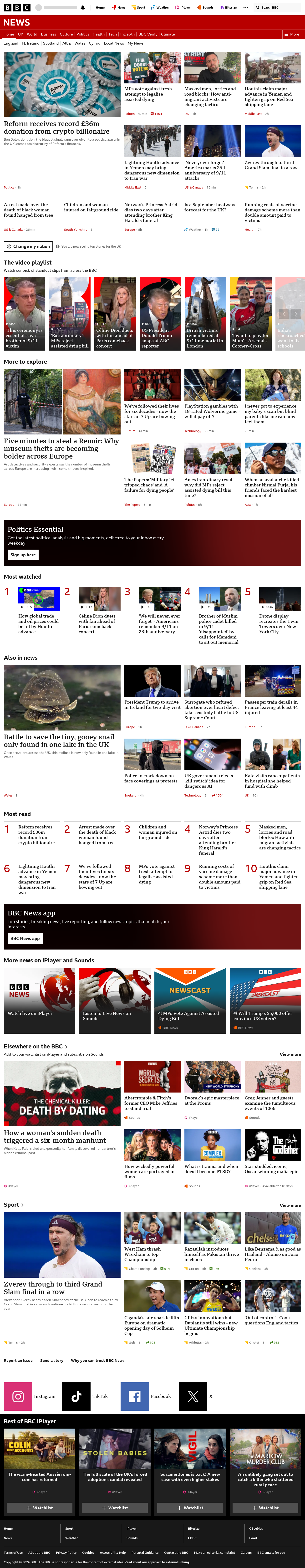 BBC News snapshot from Saturday, 12 September 2026 at 02:00