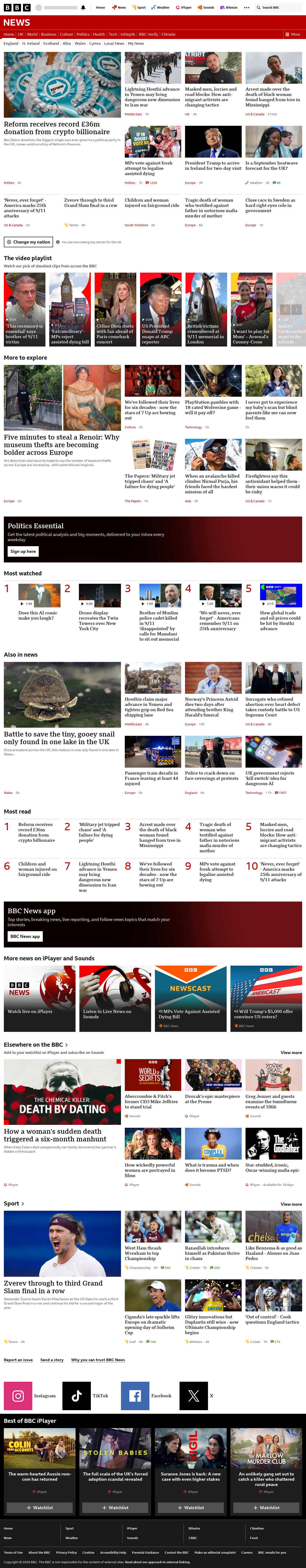 BBC News snapshot from Saturday, 12 September 2026 at 04:00