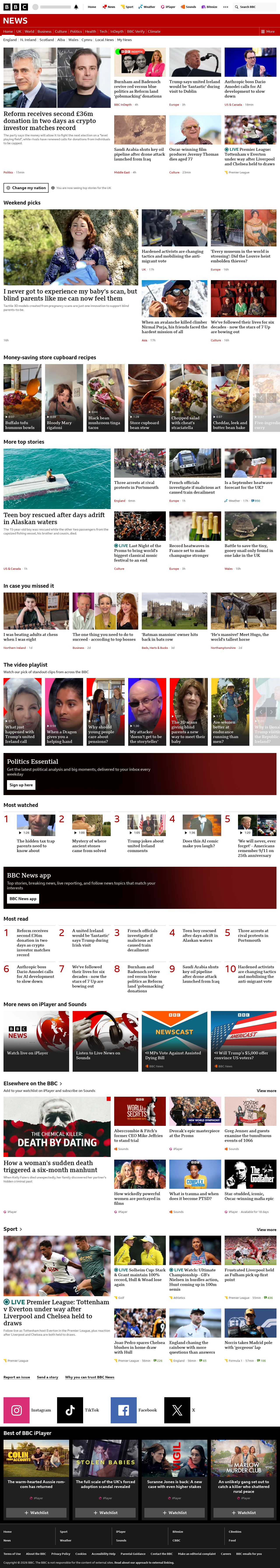 Latest BBC News snapshot