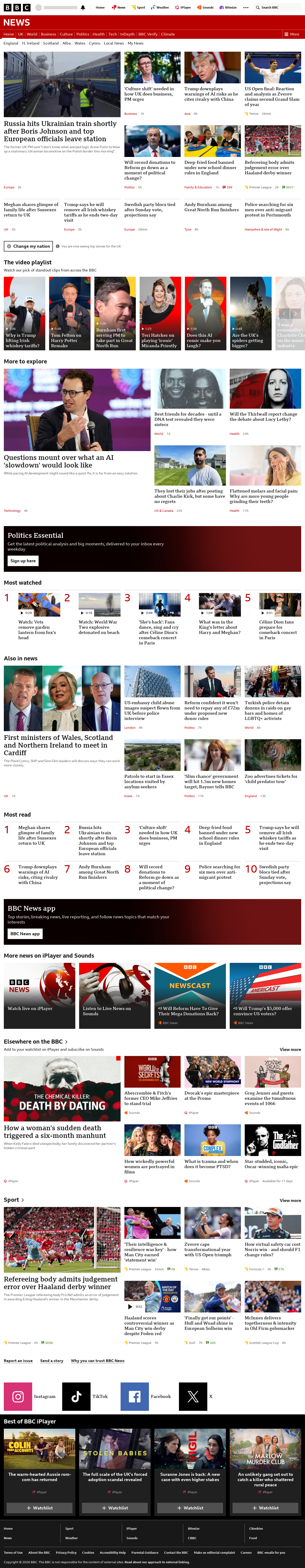 BBC News snapshot from Monday, 14 September 2026 at 00:00