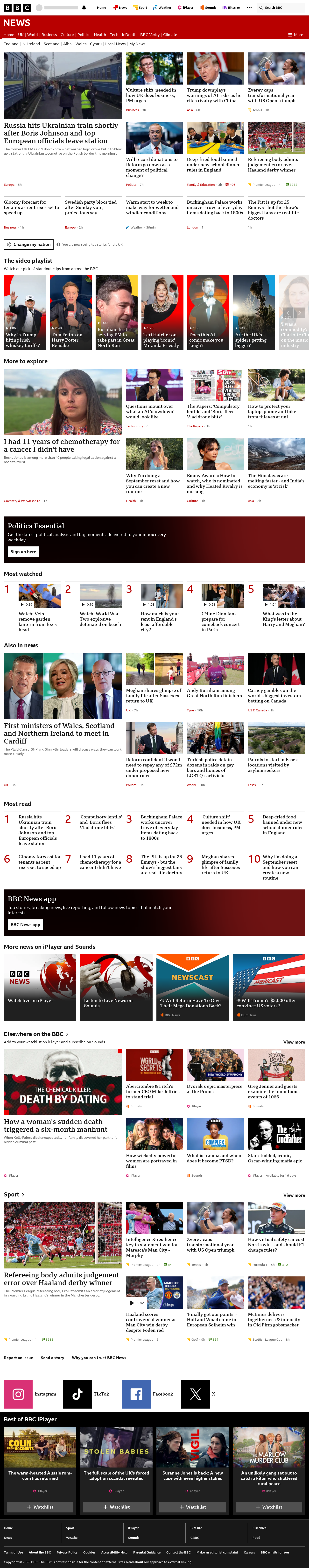 BBC News snapshot from Monday, 14 September 2026 at 02:00