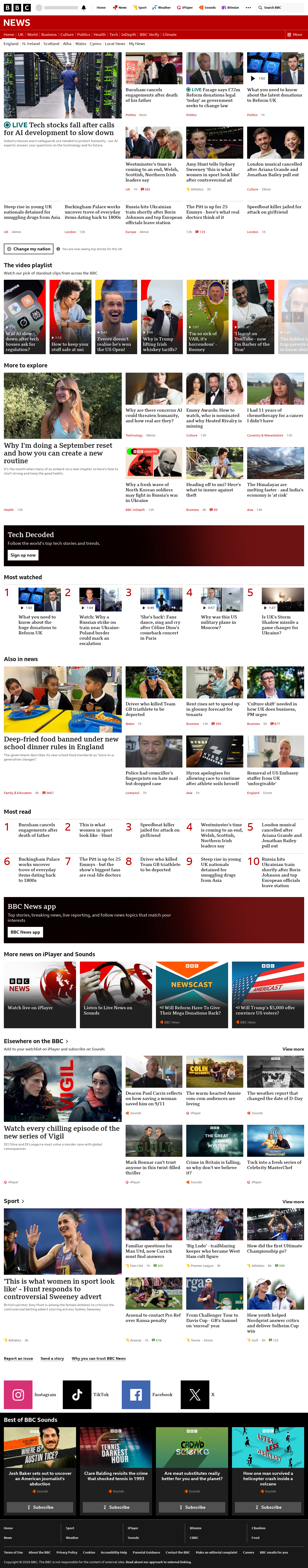 BBC News snapshot from Monday, 14 September 2026 at 14:00