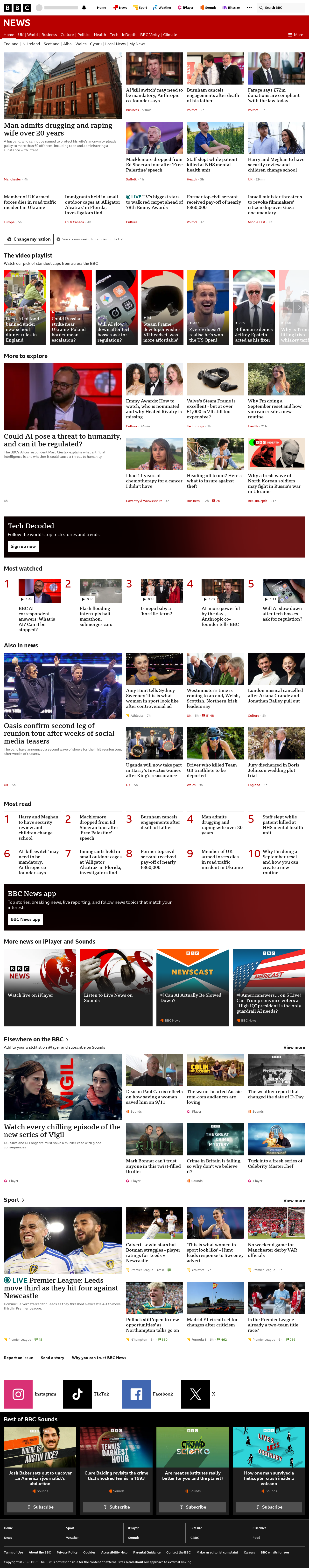 BBC News snapshot from Monday, 14 September 2026 at 22:00