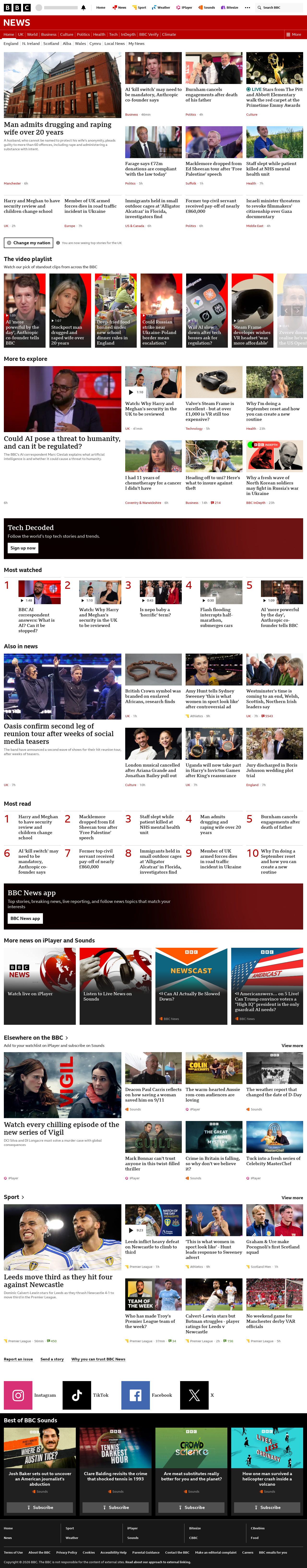 BBC News snapshot from Tuesday, 15 September 2026 at 00:00