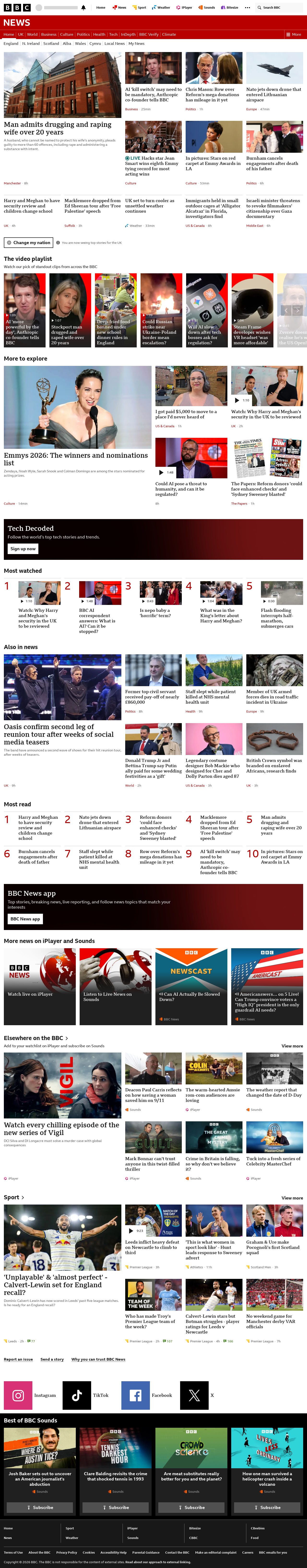 BBC News snapshot from Tuesday, 15 September 2026 at 02:00
