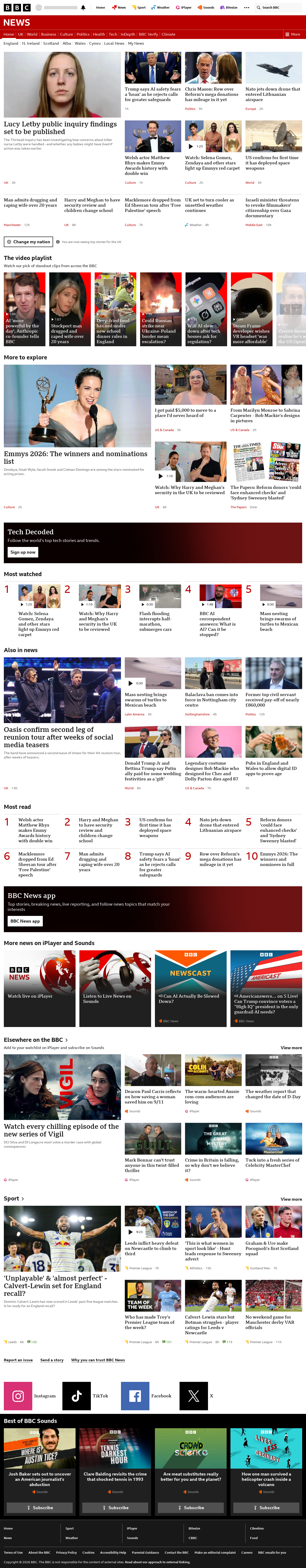 BBC News snapshot from Tuesday, 15 September 2026 at 06:00