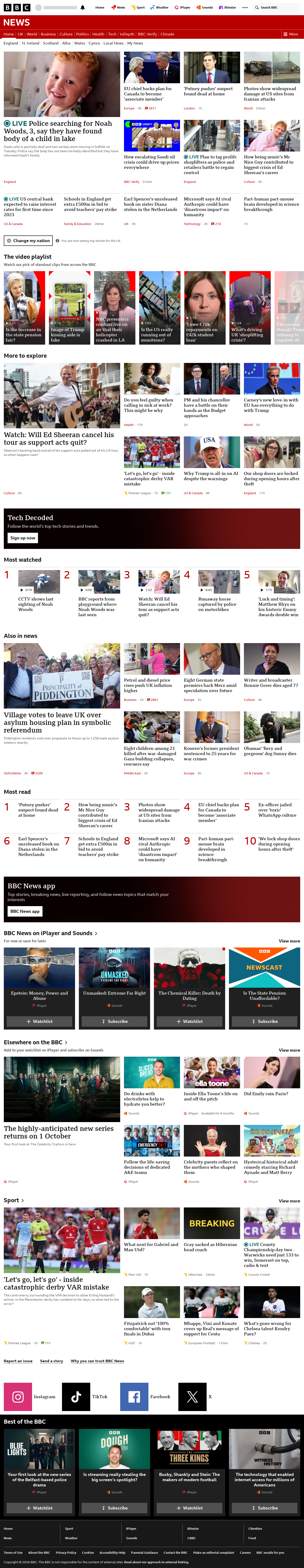 BBC News snapshot from Wednesday, 16 September 2026 at 18:00