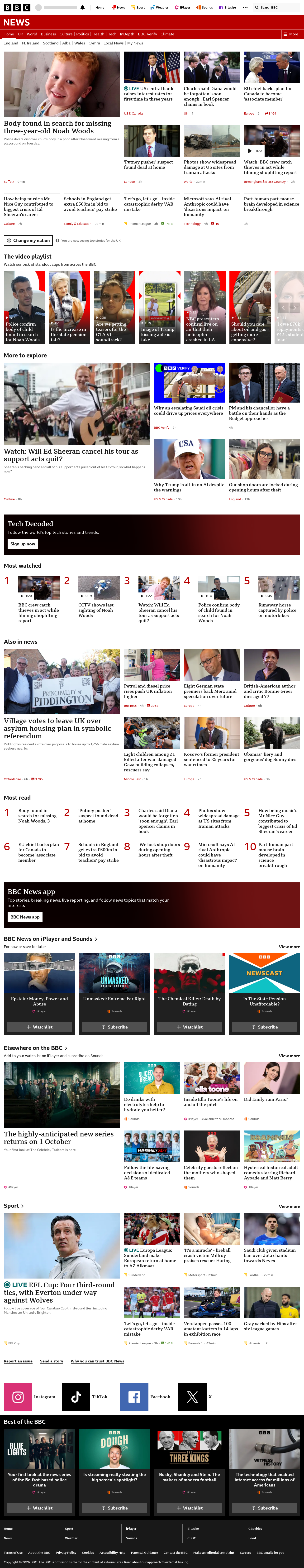 BBC News snapshot from Wednesday, 16 September 2026 at 20:00