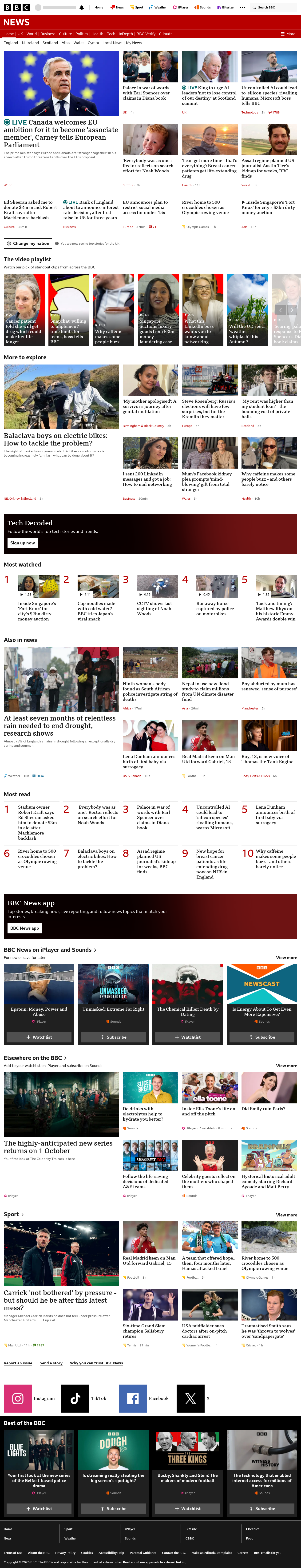 BBC News snapshot from Thursday, 17 September 2026 at 12:00
