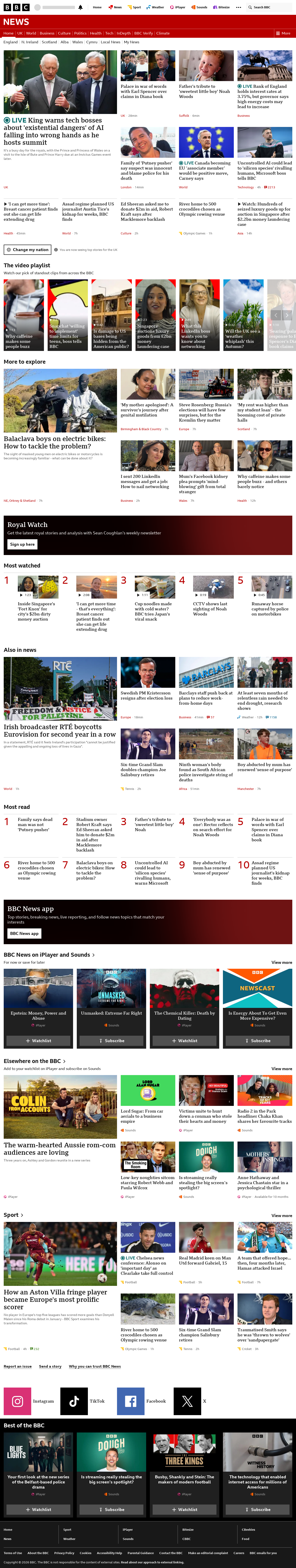 BBC News snapshot from Thursday, 17 September 2026 at 14:00