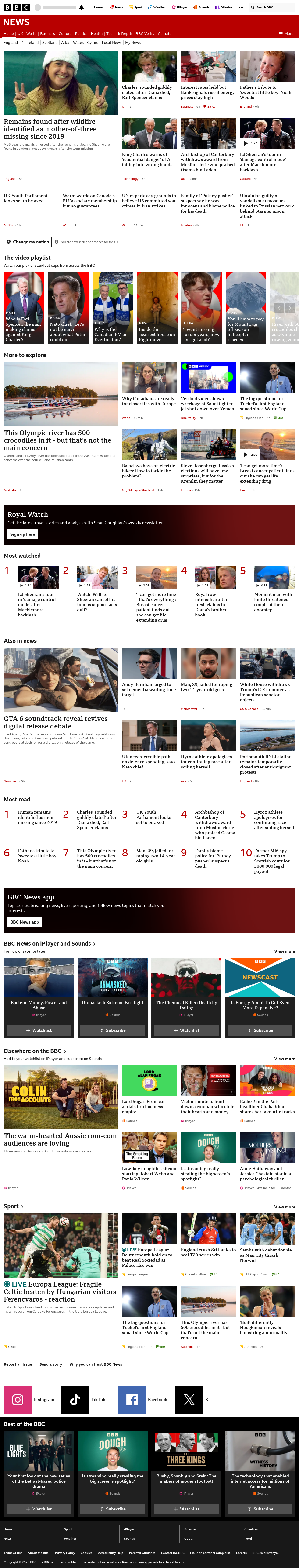 BBC News snapshot from Thursday, 17 September 2026 at 22:00